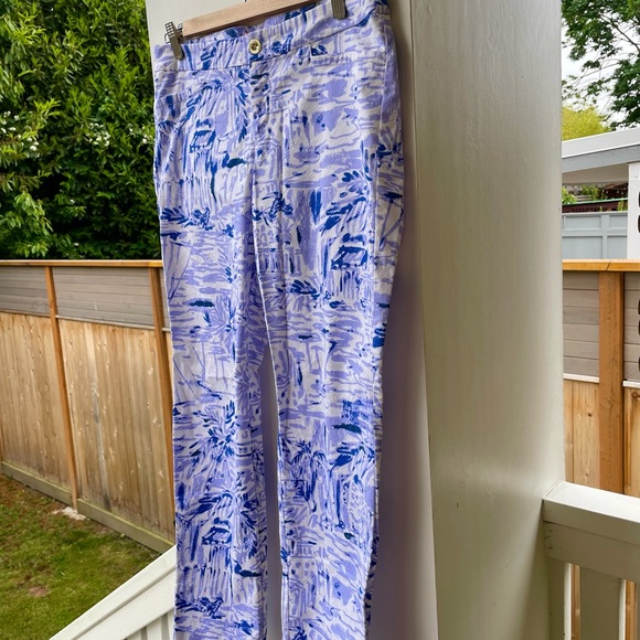 Lilly Pulitzer “Kelly” Slim Pants, EUC, Sz 8, Lavender/Blue w/Texture Stitching - Picture 4 of 14